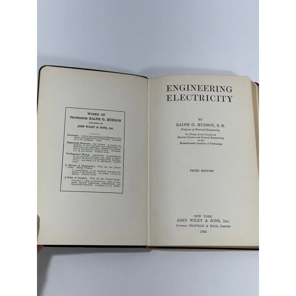 Engineering Electricity 1941 Book‎ Hard Bound Ralph G. Hudson Third Edition VTG
